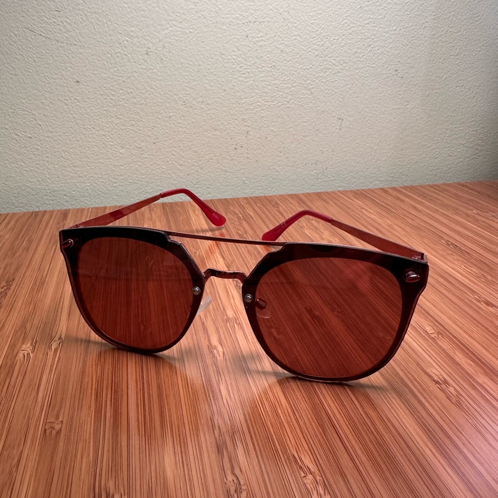 Mirror Effect Rose Gold Catseye Wireframe Sunglasses - Picture 4 of 4